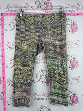 Vimmia capri pants blue green brown Multi-Color Snake-Print Capris
